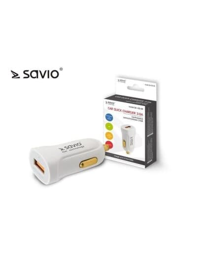 Savio Sa-05/W - Bilstrømadapter - 3 A - Qc 3.0 (Usb) - Hvit