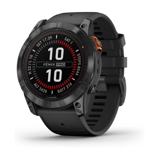 Garmin Fenix 7X Pro - Solar Edition - 51 Mm - Skifergrå - Ja Sportsur Med Bånd - Silikon - Svart - Håndleddstørrelse: 127-210 Mm - Display 1.4" - 32 Gb - Bluetooth, Wi-Fi, Ant+ - 96 G