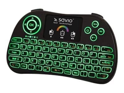 Savio Kw-03 - Tastatur - Med Styreplate - Bakgrunnsbelyst - Trådløs - Qwerty - Svart