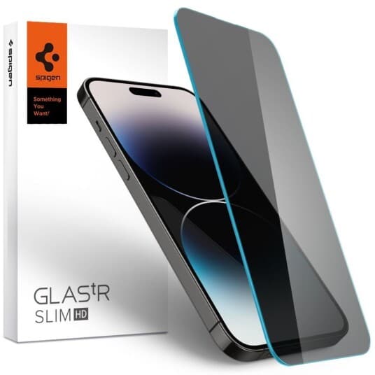 Spigen Glas.Tr Slim Hd, Apple, Iphone 14 Pro, Støtbestandig, Fallsikker, Ripebestandig, Sort, 1 Stykker