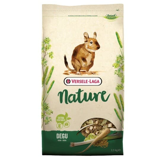 Versele-Laga Degu Nature, Matbit, 2,3 Kg, Degu, Vitamin A, Vitamin D3, Vitamin E, Kopper, Kobbersulfat, Jod, Strykejern, Mangan, Selen, Zink, 14,5%