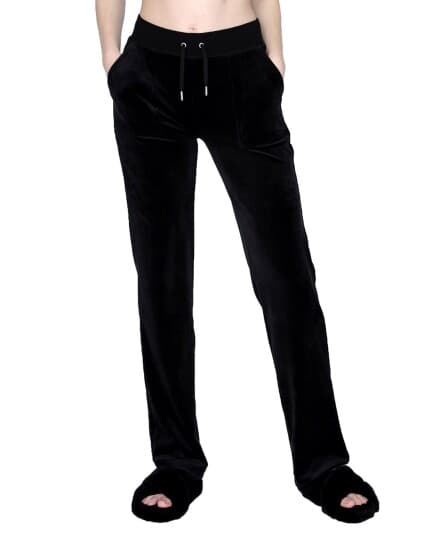 Juicy Couture Del Ray Classic Velour Pant Pocket Design W Black (XS XS)