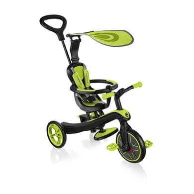 Globber Explorer Trike 4In1, Gutt/Jente, Front Trekk, Rett Opp, Barn, Solide Hjul, Svart, Grønn