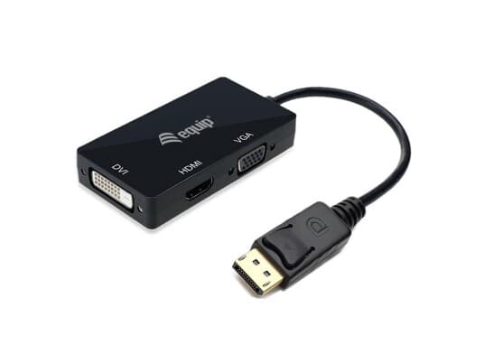 Equip 133441, 0,24 M, Displayport, Dvi-D + Vga (D-Sub) + Hdmi, Hankjønn, Hunkjønn, Rett