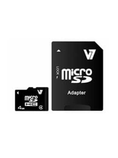 V7 Vamsdh4gcl4r-2E - Flashminnekort (Microsdhc Til Sd-Adapter Inkludert) - 4 Gb - Class 4 - Microsdhc - Svart