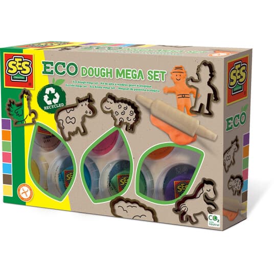 Ses Creative Eco Dough Mega Set, Modelleringsleire, Blå, Brun, Grønn, Oransje, Lilla, Rød, Gult, Barn, 7 Farger, 2 År, 12 År