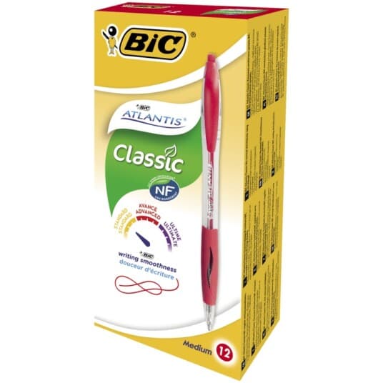 Kuglepen Bic Atlantis Classic 1,0 Mm Sort - (12 Stk.)