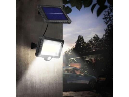 Solar Led-Spotlight Med Bevegelsesdetektor Maclean Mce438, Ip44, 5W, 400Lm, 6000K, Litiumbatteri 1300 Mah, 5,5 V Dc