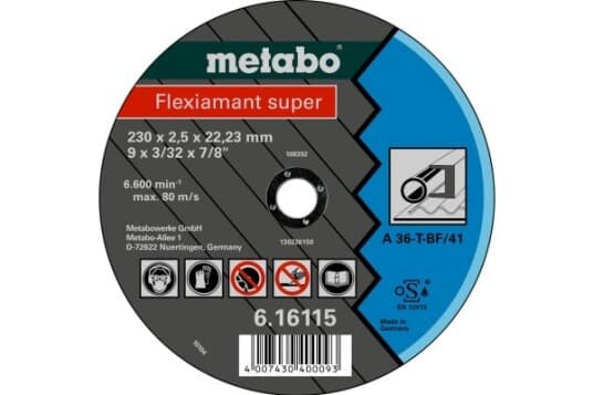 Metabo 616104000, Kutteskive, Flatt Senter, Stål, Metabo, 2,22 Cm, 11,5 Cm