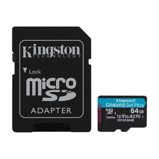 Kingston Canvas Go! Plus - Flashminnekort (Microsdxc Til Sd-Adapter Inkludert) - 64 Gb - A2 / Video Class V30 / Uhs-I U3 / Class10 - Microsdxc Uhs-I