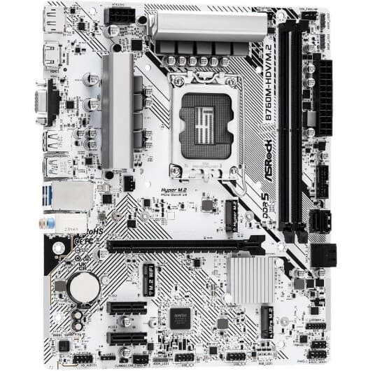 Asrock B760m-Hdv/M.2 - Hovedkort - Micro Atx - Lga1700-Sokkel - B760 Chipset - Usb-C 3.2 Gen 1, Usb 3.2 Gen 1 - 2.5 Gigabit Lan - Innbygd Grafikk (Cpu Kreves) - Hd-Lyd (8-Kanalers)