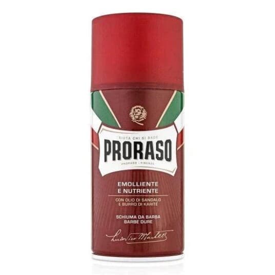 Proraso Shaving Foam Coarse Beards, Barbering Mousse, Menn, Alle Hudtyper, 400 Ml, Nærende, Mykgjører, Sandaltre, Shea Smør