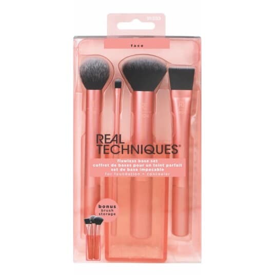 Real Techniques Real Techniques_Set Base Flawless Bse Set Contouring Brush + Precise Brush + Powder Or Mineral Foundation Brush + Foundation Brush + Brush Container