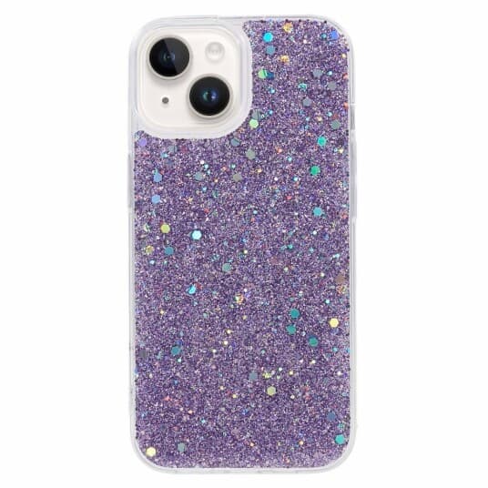 iPhone 15 Deksel Glitterpaljetter Lilla