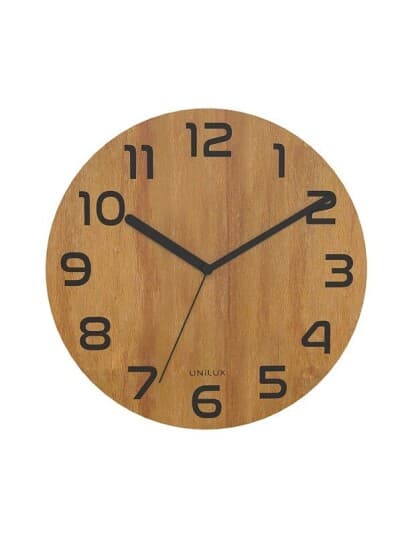 Unilux Palma, Vegg, Quartz Clock, Rund, Bamboo, Tre, Retro