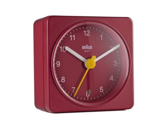 Braun Bc02r, Quartz Vekkerklokke, Rektangel, Rød, Analog, Batteri, Aa