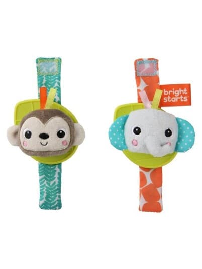 Bright Starts Rattle And Teethe Wrist Pals Monkey And Elephant, 12092