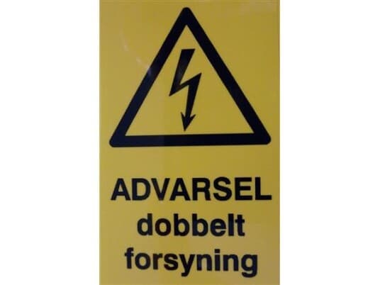 Brady Skilt Advarsel Gul Mærket Dobbelt Forsyning 40X80mm - (9 Stk.)