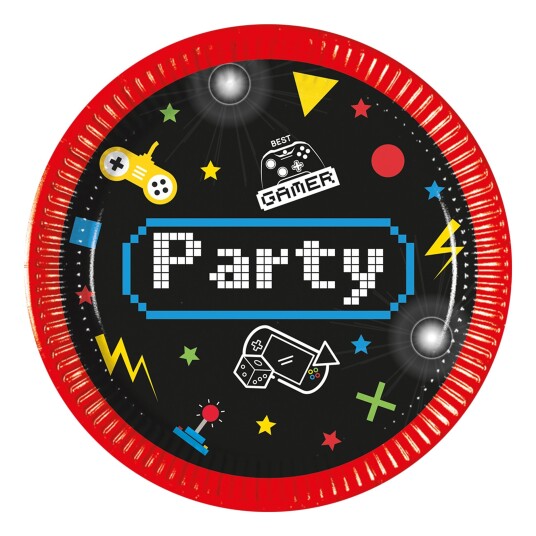 Procos Papirtallerkener 20Cm 8 Stk Gaming Party