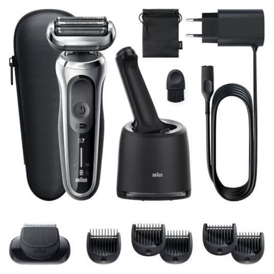 Braun Series 7 71-S7500cc, Sølv, Batteri, Lithium-Ion (Li-Ion), Innebygd Batteri, Hygiene, Skjegg