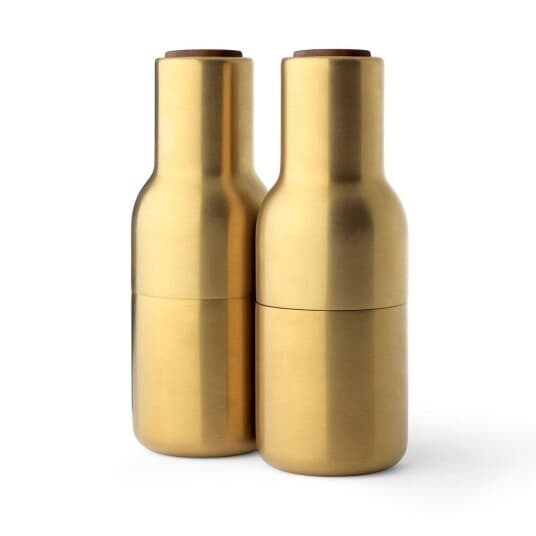 Audo Copenhagen Bottle Grinder krydderkvern metall 2-stk. Brushed brass (valnøttlokk)