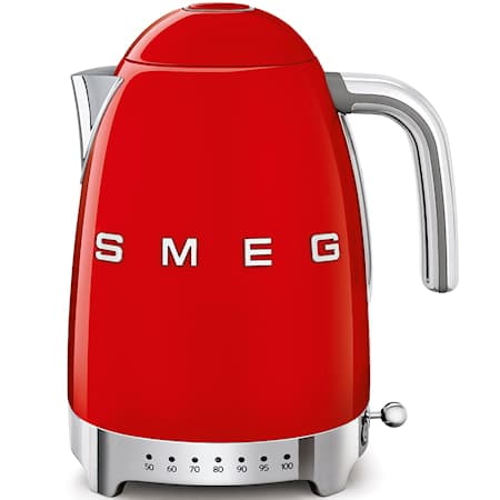 Smeg 50''S Style Vannkoker Klf04rdeu (Rød), 1,7 L, 2400 W, Rød, Plast, Rustfritt Stål, Justerbar Termostat, Vannivåindikator