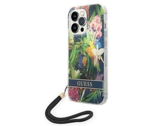 Guess Hard Flower Strap Guohcp14lhflsb Bakdeksel Apple Iphone 14 Pro Blue 6.1"