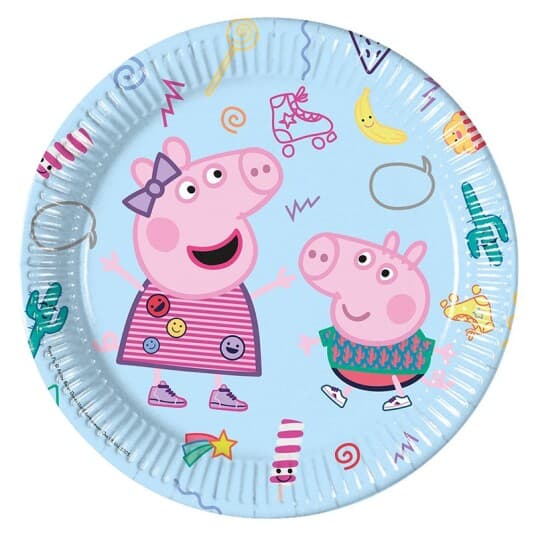 Procos Papirtallerkener Peppa Pig, 23 Cm, 8 Stk. (Plastfri)