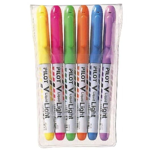 Tekstmarker Pilot V Light - Highlighter 3.3 Mm Ass. Farver - (6 Stk.)