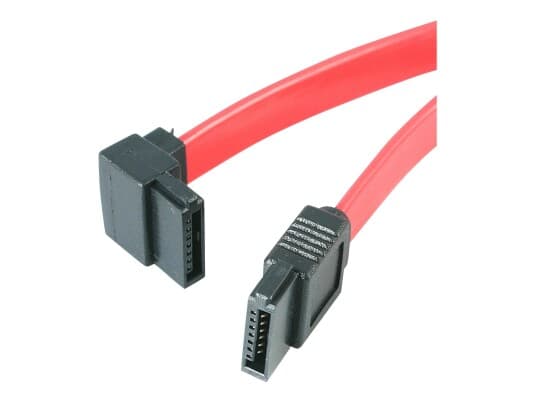 Startech.Com 18In Sata To Left Angle Sata Serial Ata Cable - F/F (Sata18la1) - Sata-Kabel - Serial Ata 150/300/600 - Sata (R) Til Sata (R) - 46 Cm - Venstrevinklet Kontakt - Rød - For P/N: 25S22m2ngffr, 35S24m2ngff, Cfast2sat25, Pexm2sat32n1, S322m2