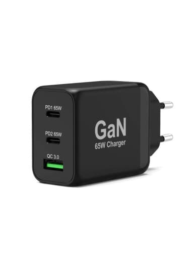 Port Connect - Strømadapter - Gan-Teknologi - 65 Watt - 3.25 A - Qc 3.0, Pd 3.0 - 2 Utgangskontakter (24 Pin Usb-C, Usb-Type A) - Europa