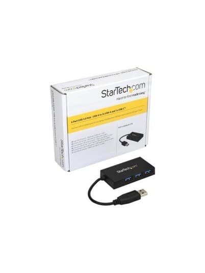 Startech.Com 4 Port Usb 3.0 Hub, Usb Type-A Hub With 1X Usb-C & 3X Usb-A Ports (Superspeed 5Gbps), Usb Bus Powered, Usb 3.1/Usb 3.2 Gen 1 Adapter Hub, Portable Usb Hub For Laptop/Desktop - Windows/Macos/Linux (Hb30a3a1cfb) - Hub - 4 X Superspeed Usb