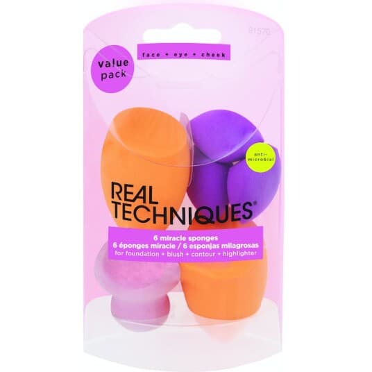 Real Techniques Miracle Sponges 3 Steps Foundation Påføringssvamp X2 + Mini Blandingssvamp X3 + Kontursvamp