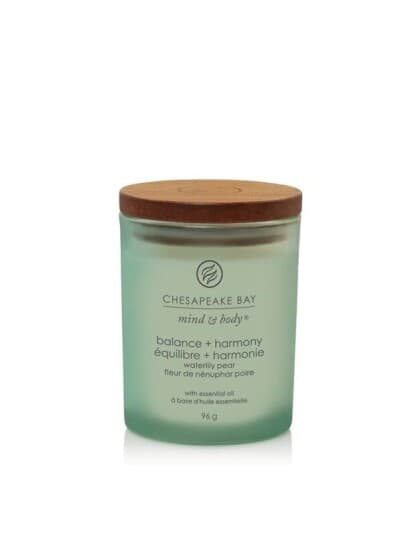 Chesapeake Bay Scented Candle- Balance & Harmoni With Wooden Lid - Waterlily Pear 96 G