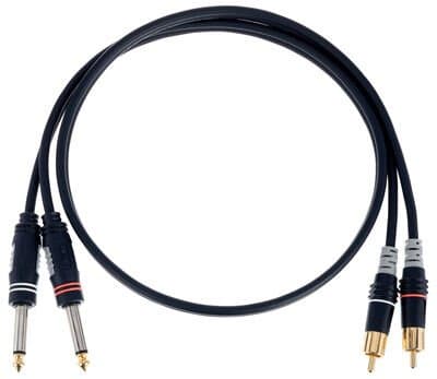 Sommer Cable Hba-62C2-0090 Jack / Phono Audio Tilslutningskabel [2X Jackstik 6.3 Mm (Mono) - 2X Cinch-Stik] 0.90 M Sort