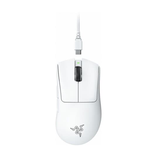 Razer Deathadder V3 Pro - Mus - Ergonomisk - Høyrehendt - Optisk - 5 Knapper - Trådløs - Bluetooth, Usb - Hvit