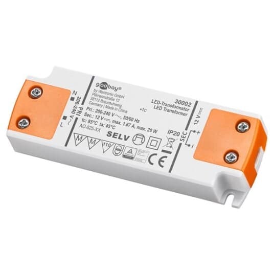 Goobay 30002, Elektronisk Lystransformator, Oransje, Hvit, Ip20, -20 - 45 °C, Ce, Rohs-Direktiv 2011/65/Eu [Ojeu L174/88-110, 01.07.2011, Eske