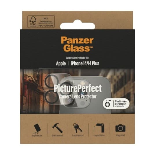 Panzerglass Camera Protector, Apple, Apple - Iphone 14, Apple - Iphone 14 Plus, Tørr Påføring, Ripebestandig, Sjokkresistent, Gjennomsiktig, 1 Stykker