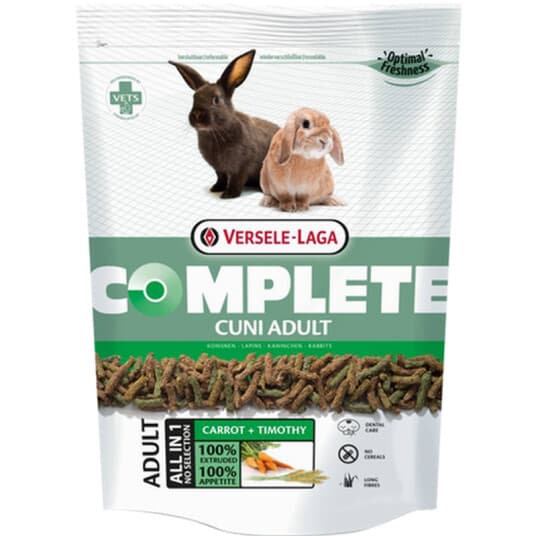 Versele-Laga Cuni Adult Complete, Granuler, 500 G, Kanin, Vitamin A, Vitamin C, Vitamin D3, Vitamin E, Kopper, Kobbersulfat, Jod, Strykejern, Mangan, Selen, Zink, 14%