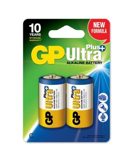 Gp Batteries Ultra Plus Alkaline C, Engangsbatteri, C, Alkalinsk, 1,5 V, 2 Stykker, Flerfarget