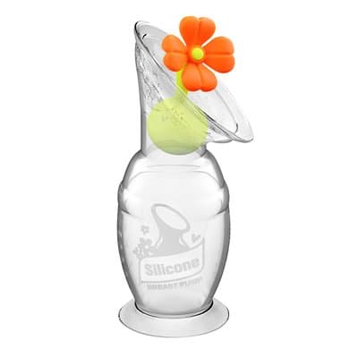 haakaa® Brystpumpe med sugebase 100ml inkl. blomsterlukking i oransje