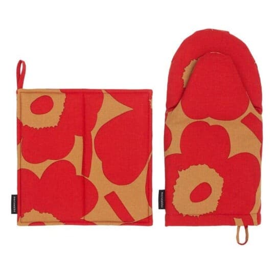 Marimekko grytevott og -klut Pieni Unikko brown, red