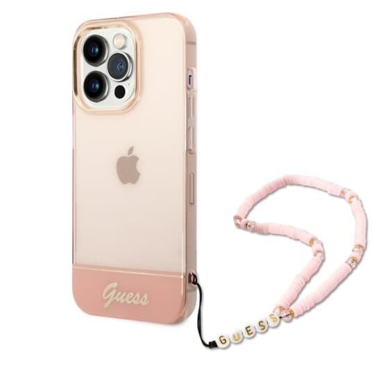 Guess Etui Guess Guhcp14xhgcohp Apple Iphone 14 Pro Max Różowy/Pink Hardcase Translucent Pearl Strap