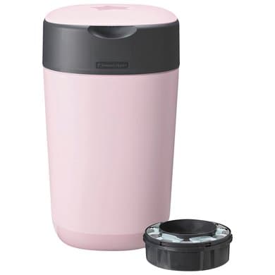 Tommee Tippee Twist & Click Advanced bleiebøtte, inkl. en kassett med bærekraftig, antibakteriell grønn film i rosa