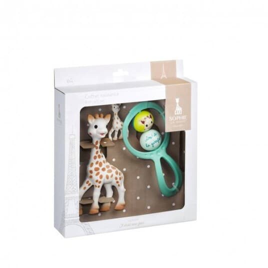 VULLI Sophie la girafe® fødselsgavesett med Sophie la girafe®, 1 rangle Swing, 1 nøkkelring