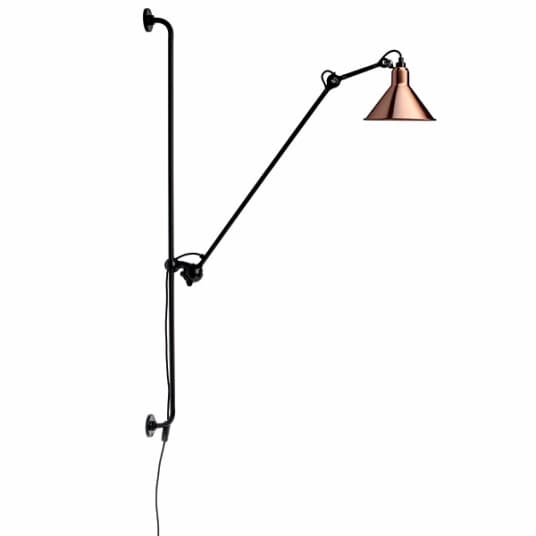 Lampe Gras N214 Vegglampe Matt Sort & Kobber