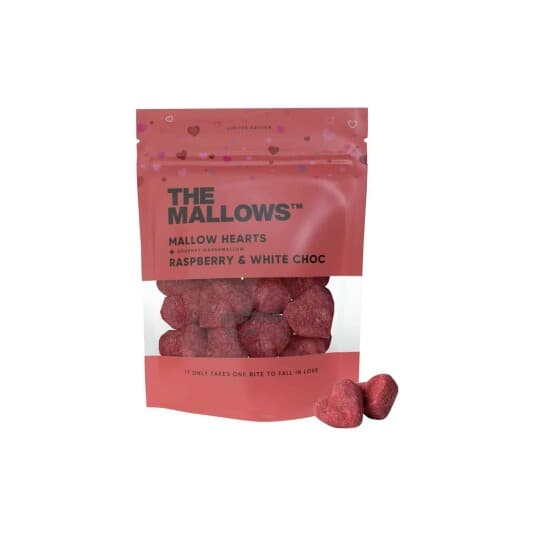 The Mallows Mallow Hearts + Raspberry White Choc.