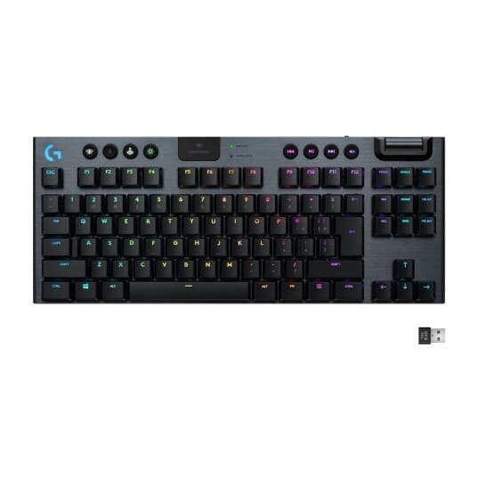 Logitech G915 TKL Tenkeyless LIGHTSPEED Wireless RGB Mechanical Gaming Keyboard - tastatur - Nordisk - karbon Inn-enhet