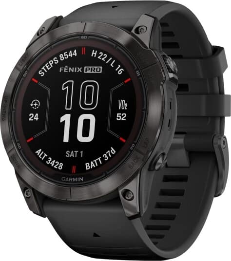 Garmin Fenix 7X Pro - Sapphire Solar Edition - 51 Mm - Fiberforsterket Polymer - Ja Smartklokke Med Bånd - Silikon - Svart - Håndleddstørrelse: 127-210 Mm - Display 1.4" - 32 Gb - Bluetooth, Ant+, Wi-Fi - 89 G - Kullgrå