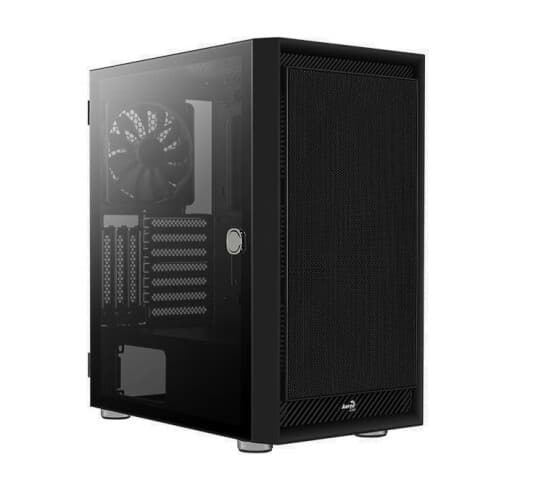 Aerocool Graphite - Mid Tower - Atx - Sidepanel Med Vindu (Herdet Glass) - Ingen Strømforsyning (Atx) - Svart - Usb/Lyd